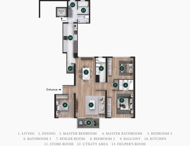 Repulse Bay Apartment Block A&D 3 bedroom Floorplan