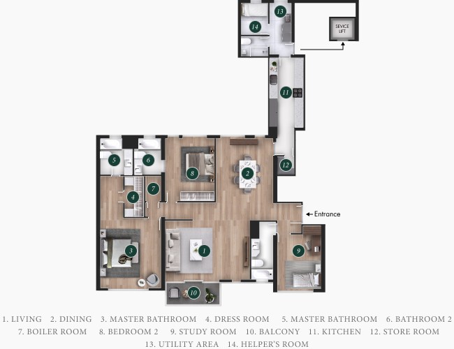 Repulse Bay Apartment Block B&C 3 bedroom Floorplan