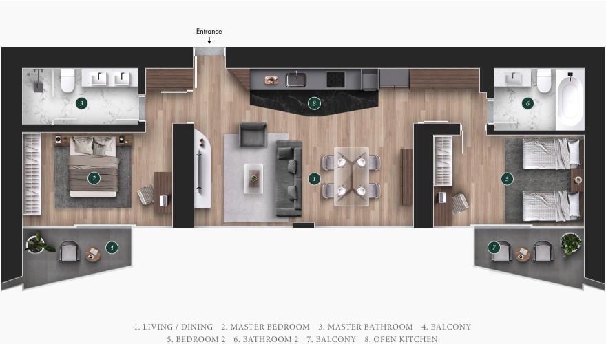 de Ricou Serviced Apartment 102-3102 Floorplan