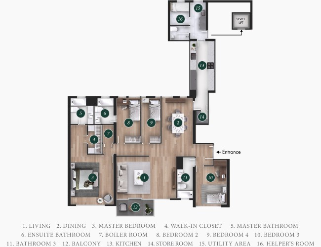 Repulse Bay Apartment Block B&C 4 bedroom Floorplan